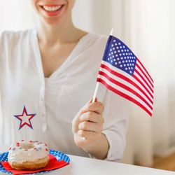 Small American Flag on Stick 8"x5"(24ct) - Independence Day Sale