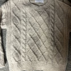 Cream cable knit sweater with button details size extra small 