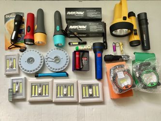 27 Flashlights Lanterns, Light Switch Style etc. NEW + Preowned All Shapes Working 