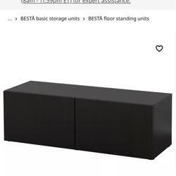 TWO IKEA BLACK/BROWN  TV stands , Shelves with doors .
