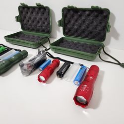 U'King Zoomable LED Flashlights Tactical Torch Light Camping Hiking Fishing ( Red & Green )