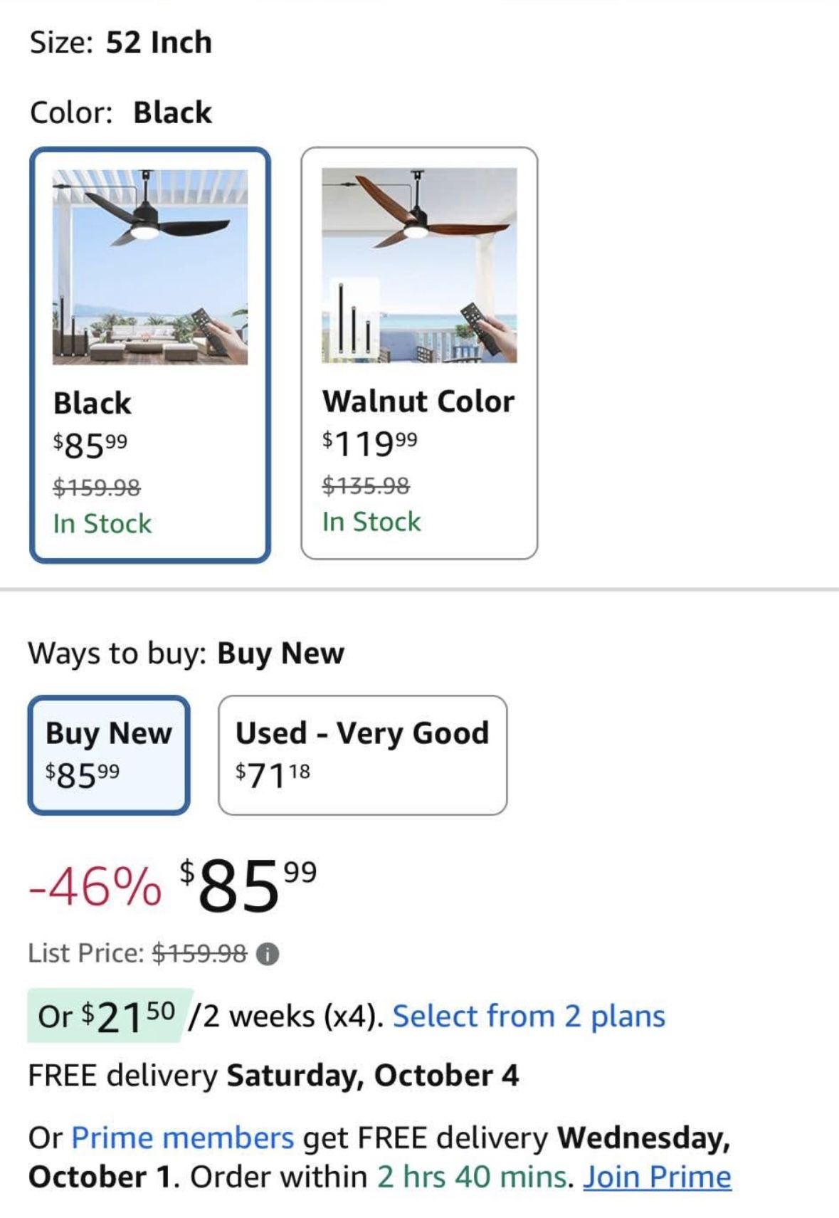 Waterproof Outdoor Ceiling Fan with Light and Remote, 52 Inch Plug in Ceiling Fan for Patios,