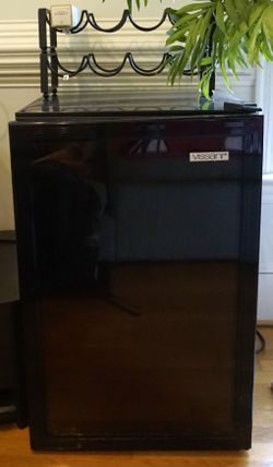 Mini wine fridge and bottle rack