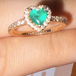 Pandora Emerald Green Heart Ring 