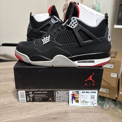 Size 11 - Nike Air Jordan 4 Retro Bred (2019) - Black/Fire Red