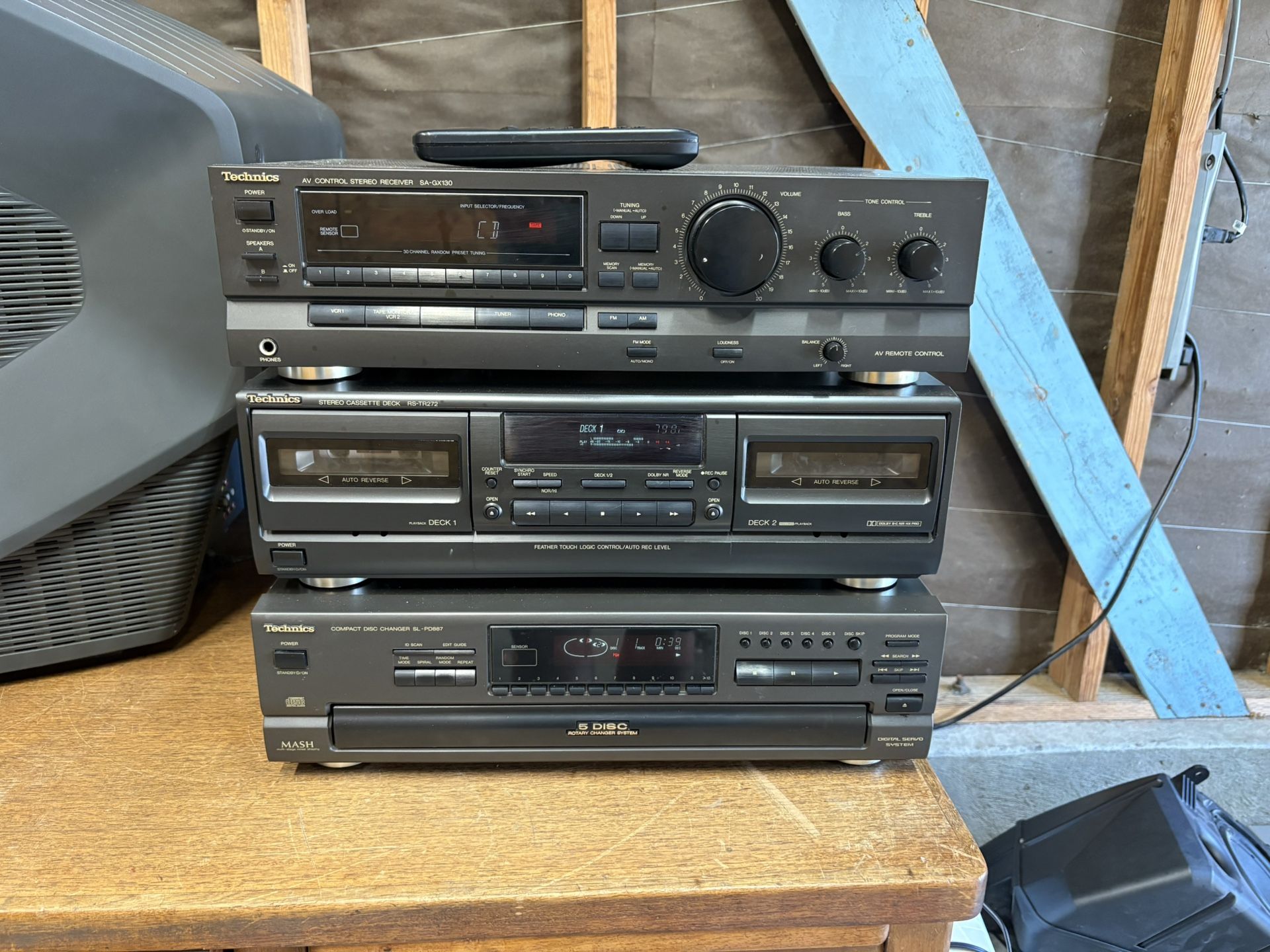Technics Stereo Receiver, CD Player, And Tape Deck