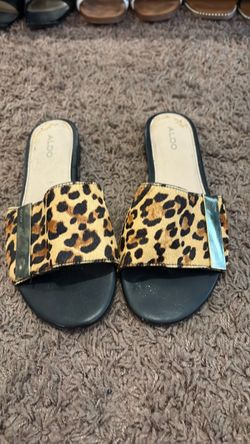 Aldo Leopard Print Slide Sandals