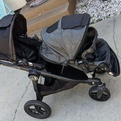 Double Stroller Baby Jogger With Free Baby Jogger, Cup Holder Accessory, Second Seat Attachments, One Seat Comes With Snack Tray 