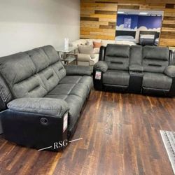 Reclining Sofa, Loveseat Set By Ashley Furniture Color Options ⭐No Needed Credit Check 💛 $39 Down Payment with Financing