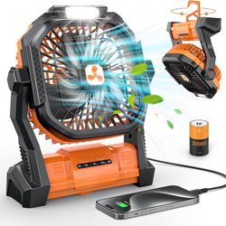 Portable Fan Rechargeable, Cordless Battery Powered Fan with LED Lantern, Small Table Fan, USB Battery Operated Fans for Travel Bedroom Home Camping T