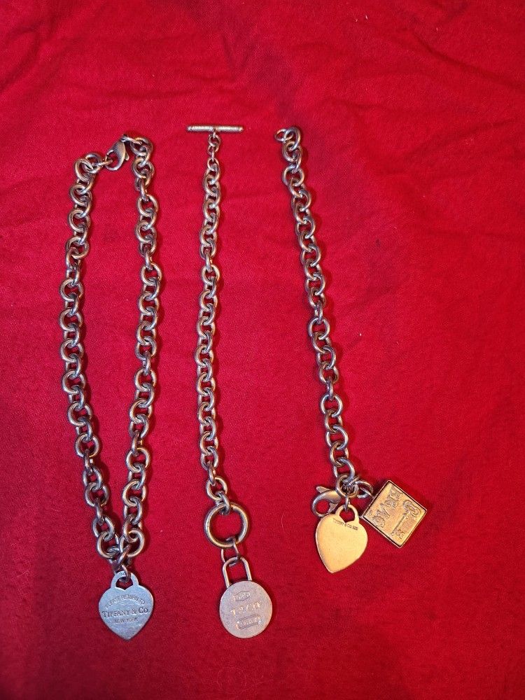 Tiffany 9,25 Silver 1 Chain And 2 Bracelet