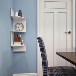 NEW- White Hanging Square Corner Wall Shelf Elegant Shelf with Three Levels - 3 Levels - includes mounts