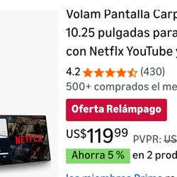 Volam 10.25-inch CarPlay Display for Cars with Netflix, YouTube, and Backup Camera for iPhone and Android Auto, Enhanced Wireless AI Video Entertainme