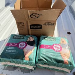 2 Packs Depends For Women XL 15count Each Pack 