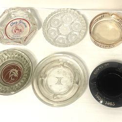 Lot of 6 Vintage Ashtrays  Chez Yvonne  Harrahs Reno Harold’s Club Hilton MGM Crystal Flower
