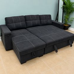 Wowen fabric reversible sectional sleeper sofa with pull out bed