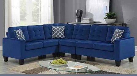 New Blue Velvet Sectional Sofa
