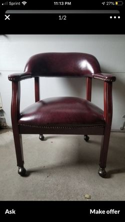 Burgundy leather desk chair captains