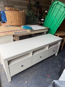 IKEA HEMNES 72” Solid Pine TV Stand – White – $225