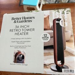 36" 1500W Electric 3 Heat Settings Oscillating Tower Heater with Remote control 12h timer