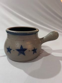 Vintage Rowe Pottery Works salt glaze stoneware soup crock 1997