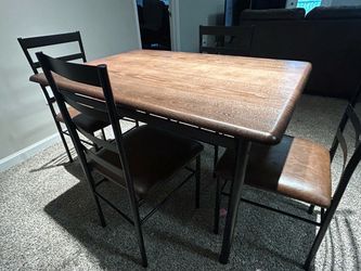 5-Piece Wood and Metal Dining Set