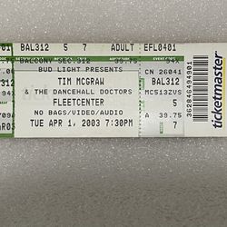 Tim McGraw Unused Concert Ticket FleetCenter 2003