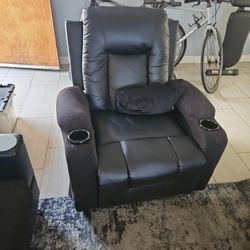 Black Fuax Leather Recliner Chair  With Massage And Heat