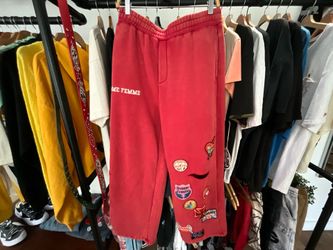 Homme Femme Heartbreak Sweatpants Red Patch Straight Leg Graphic Jogger Pants Size M