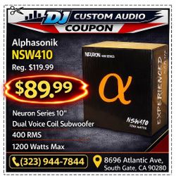 Alphasonik Neuron Series NSW410 10" Dual Voice Coil Subwoofer 1200 Watts 🚨 Payment Options Available 🚨 No Credit Needed 🚨 