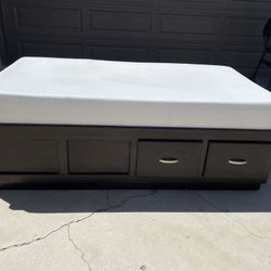 Twin Bed And Bed Frame with Drawers