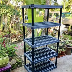 5 Tier Plastic Storage Shelving: 36”W x 24”D x 74”H