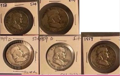 5 Franklin Half Dollars