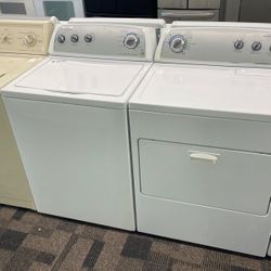 Newer High Efficiency Whirlpool Top Load Washer And Dryer Set
