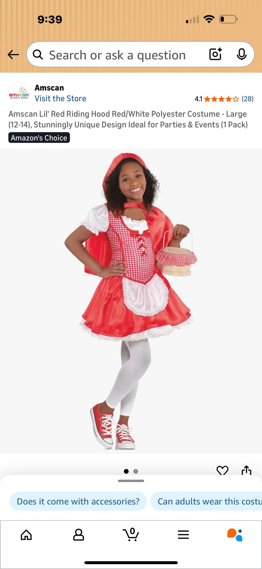 Girls Little Red Riding Hood Halloween Costume Size 10 To 12 Years Old