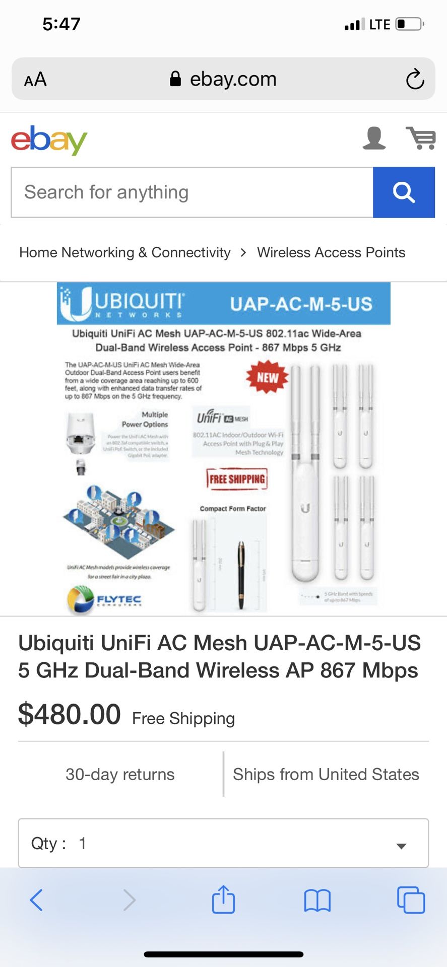 Unifi AC Mesh UAP-M-5-US pack of 5 APa