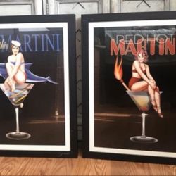 Large Framed Prohibition Era, classic pinup girl, Speakeasy bar art set by Ralph Burch