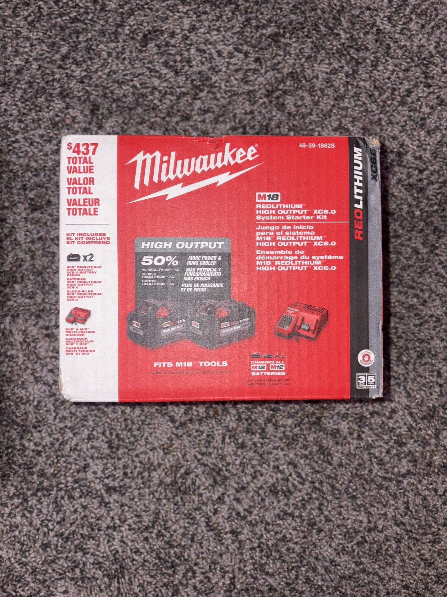 Milwaukee M18 REDLITHIUM High Output XC6.0 System Starter Kit (Model: 48-59-1862S)