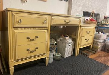 Vintage LEFT HANDED desk and side drawer set