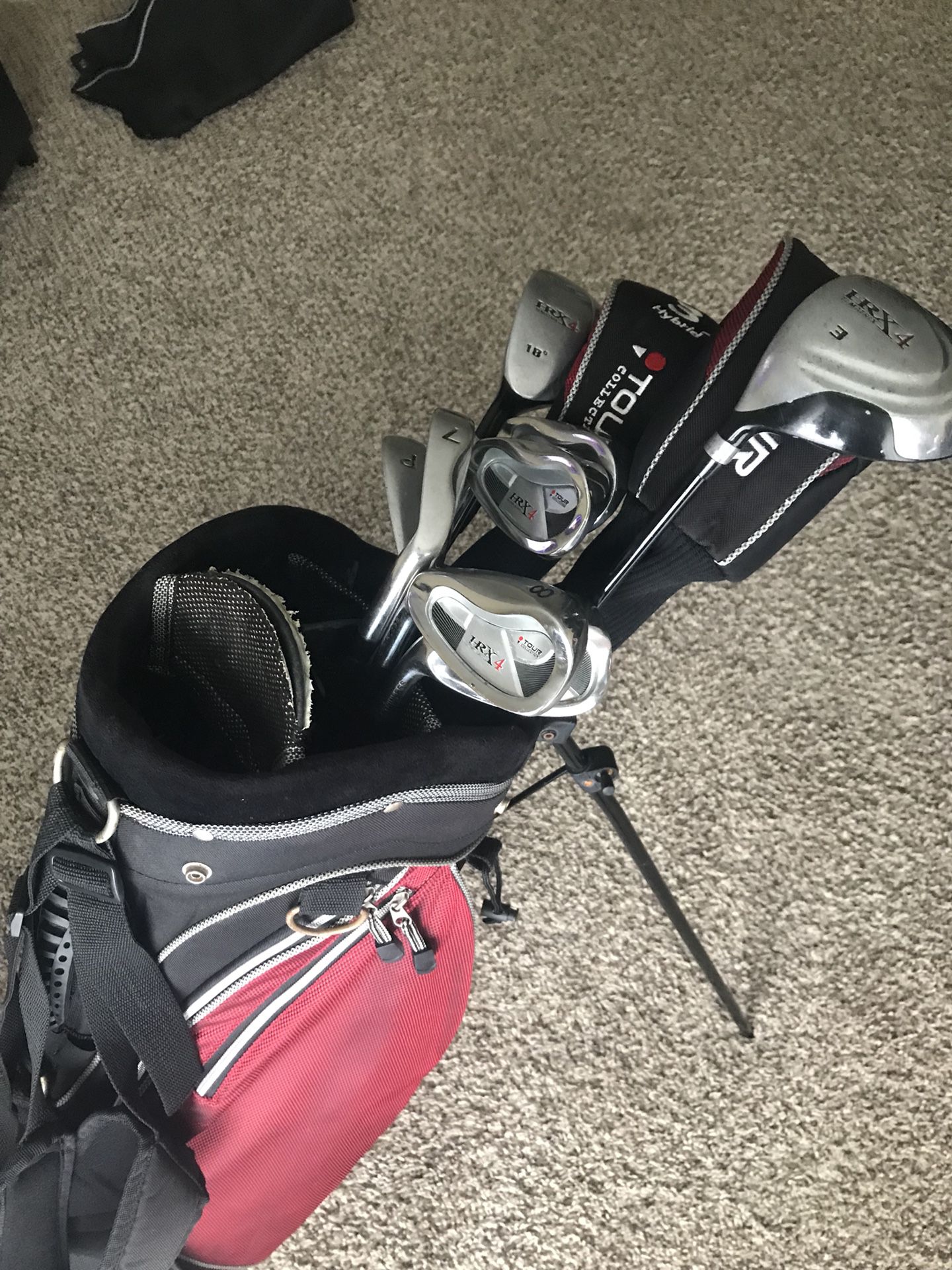 Tour collection golf clubs with bag and cover