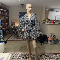FP Movement by Free People Floral Mini Dress - Black and White