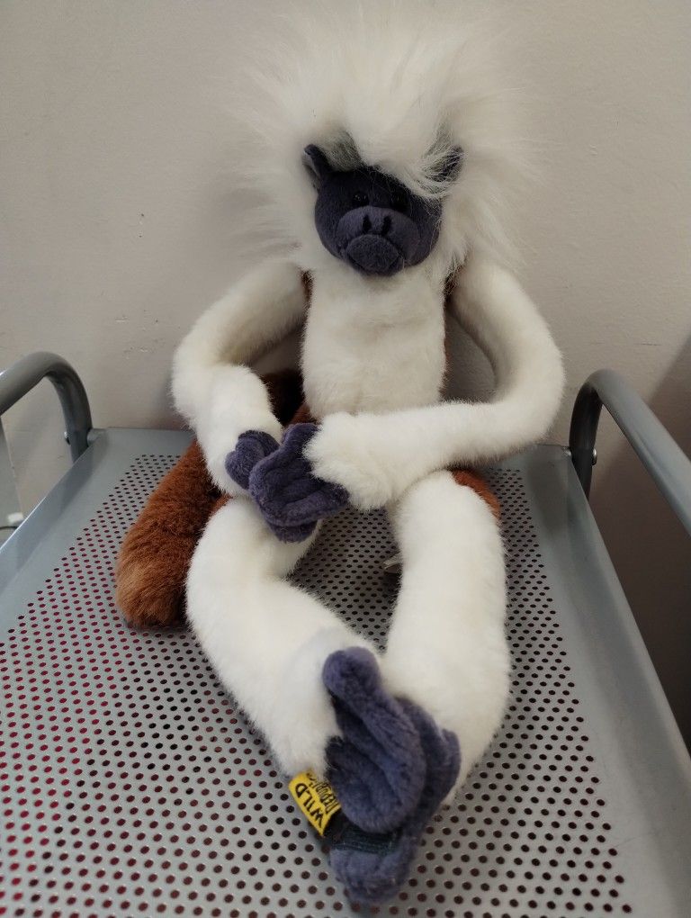 Cotton Top Tamarin Monkey Brown White Wild Republic K & M Int'l Plush 18"