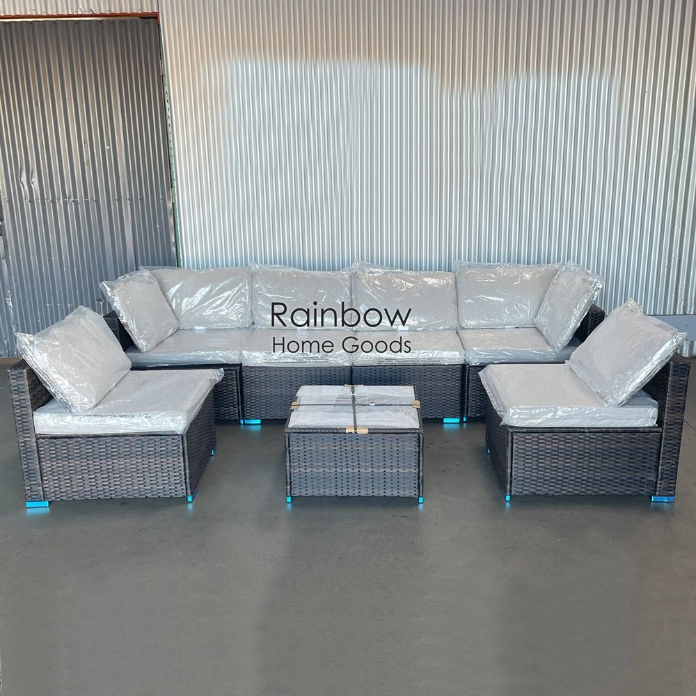 7pc Outdoor Patio Furniture Wicker Sectional