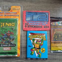 4 Vintage trading card and sticker packs 