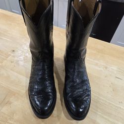Lucchese Black Ostrich Ropers (Men's Size 10)