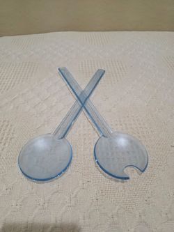 Authentic Tupperware Preludio Watercolor Blue Acrylic Spoon Salad Serving Set of 2