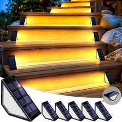 6pack SOLPEX Solar Step Lights for Outside, Solar Stair Lights Outdoor Waterproof Decor for Porch, Front Door, Stair, Step, Deck, Fence, 