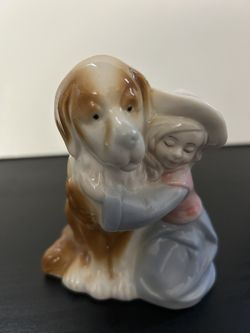 Girl & Dog Statue