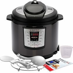 Instant Pot LUX60 Black Stainless Steel 6 Qt 6-in-1 Multi-Use Programmable Pressure Cooker, Slow Cooker, Rice Cooker, Saute, Steamer, and Warmer