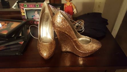 Pleaser wedge glitter heels